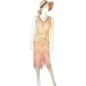 1920s Flapper Dress Gatsby Evening Prom Club‎ Beaded Sequin Fringe Costumes M/S
